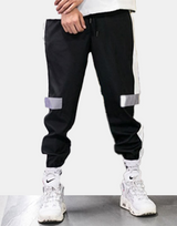 Side Striped Reflective Joggers Black & White, XS - Streetwear Joggers - Slick Street