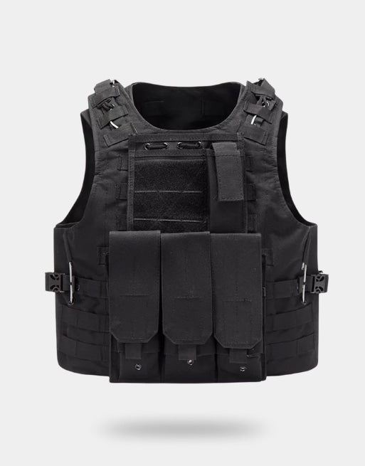 Tactical Camo Vest Black, One Size - Streetwear Vest - Slick Street